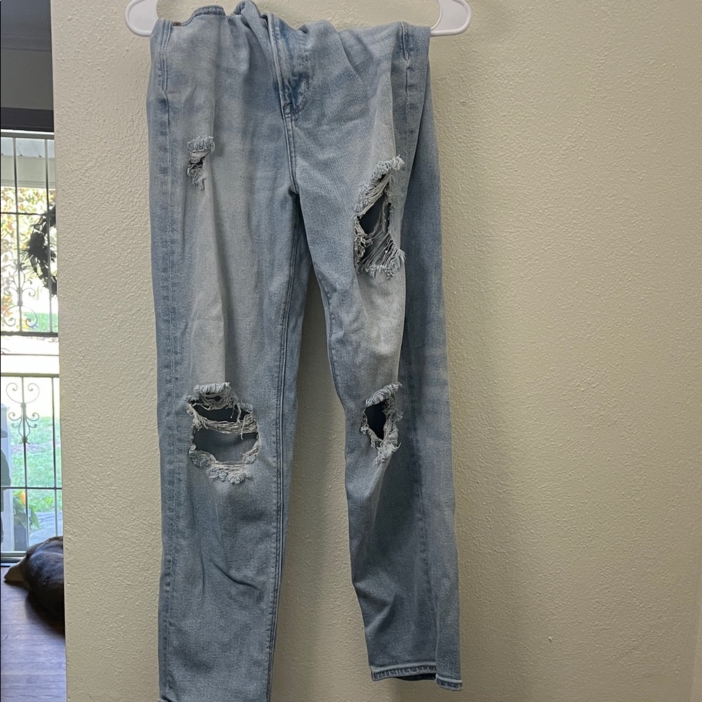 American Eagle Outfitters Ripped high waisted mom jeans Light Blue Jeans